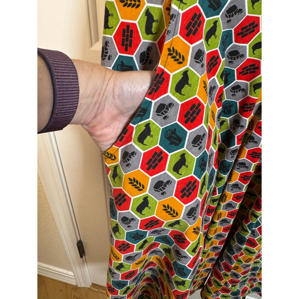 Svaha USA Resource Hexagon Twirl Dress With Pockets  Red Green Orange XL - Picture 6 of 9